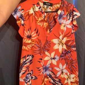 Floral orange blouse